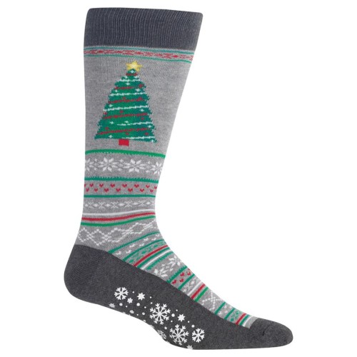 HotSox Mens Christmas Tree Non Skid Socks, Sweatshirt Grey Heather, 1 Pair, Mens Shoe 6-12.5 HotSox Mens Christmas Tree Non Skid Socks, Sweatshirt Grey Heather, 1 Pair, Mens Shoe 6-12.5