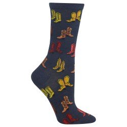 Hot Sox Boots Crew Socks, 1 Pair, Denim Heather, Women's 4-10 Shoe Hot Sox Boots Crew Socks, 1 Pair, Denim Heather, Women's 4-10 Shoe