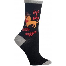 HotSox Womens Get A Long Little Doggie Socks, Black, 1 Pair, Womens Shoe 4-10