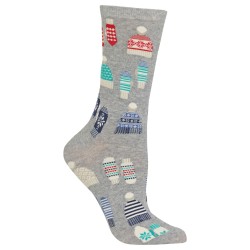 Hot Sox Mittens and Hats Crew Socks, 1 Pair, Sweatshirt Heather Grey, Women's 4-10 Shoe Hot Sox Mittens and Hats Crew Socks, 1 Pair, Sweatshirt Heather Grey, Women's 4-10 Shoe