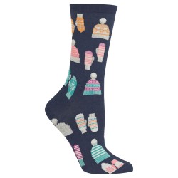 Hot Sox Mittens and Hats Crew Socks, 1 Pair, Denim Heather, Women's 4-10 Shoe Hot Sox Mittens and Hats Crew Socks, 1 Pair, Denim Heather, Women's 4-10 Shoe
