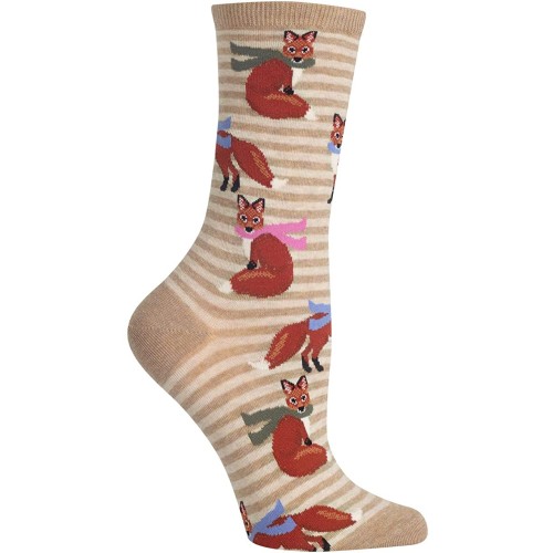 HotSox Womens Winter Foxes Socks, Hemp Heather, 1 Pair, Womens Shoe 4-10