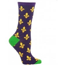 HotSox Womens Fleur de Lis Socks, Purple, 1 Pair, Womens Shoe 4-10