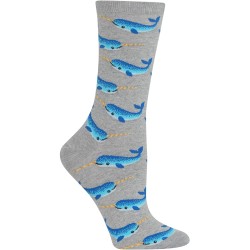 HotSox Womens Narwhal Socks, Sweatshirt Grey Heather, 1 Pair, Womens Shoe 4-10