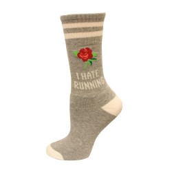 HotSox Womens I Hate Running Socks, Sweatshirt Grey Heather, 1 Pair, Womens Shoe 4-10