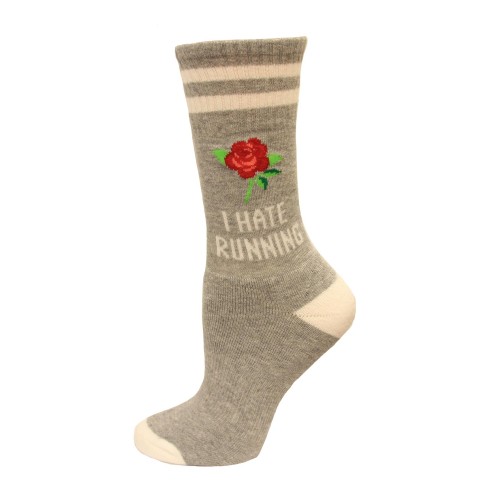 HotSox Womens I Hate Running Socks, Sweatshirt Grey Heather, 1 Pair, Womens Shoe 4-10