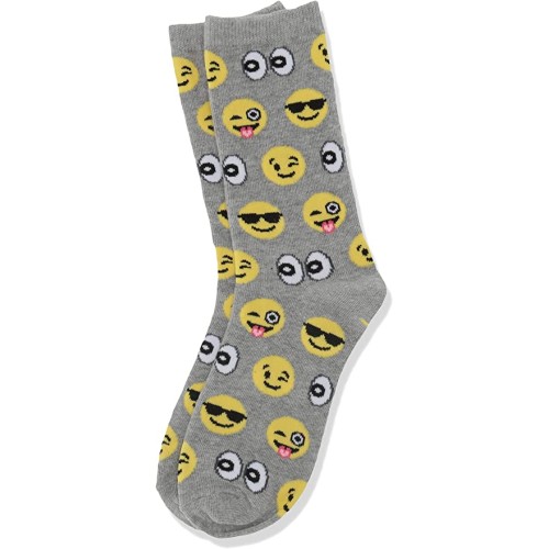 HOTSOX Kids Crew Socks Emoji 1 Pair, Sweatshirt Heather Grey, Large/XLarge HOTSOX Kids Crew Socks Emoji 1 Pair, Sweatshirt Heather Grey, Large/XLarge