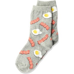 HotSox Kids Eggs and Bacon  Socks, Sweat Shirt Grey Heather, 1 Pair, Large/X-Large