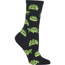 HOTSOX Womens Crew Socks Turtles 1 Pair, Black, Womens 4-10 Shoe