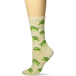 HOTSOX Womens Crew Socks Turtles 1 Pair, Natural Melange, Womens 4-10 Shoe HOTSOX Womens Crew Socks Turtles 1 Pair, Natural Melange, Womens 4-10 Shoe