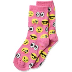 HotSox Kids Emoji  Socks, Pink, 1 Pair, Medium/Large