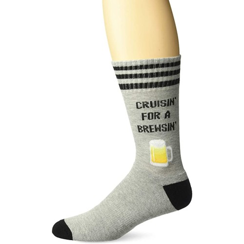 HotSox Mens Cruisin for a Brewsin Socks, Grey Heather, 1 Pair, Mens Shoe Size 6-12.5 HotSox Mens Cruisin for a Brewsin Socks, Grey Heather, 1 Pair, Mens Shoe Size 6-12.5
