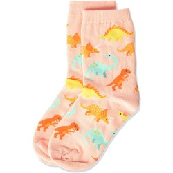 HotSox Kids Dinosaur  Socks, Blush, 1 Pair, Large/X-Large