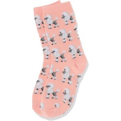 HOTSOX Kids Crew Socks Poodles 1 Pair, Blush Pink, Small/Medium