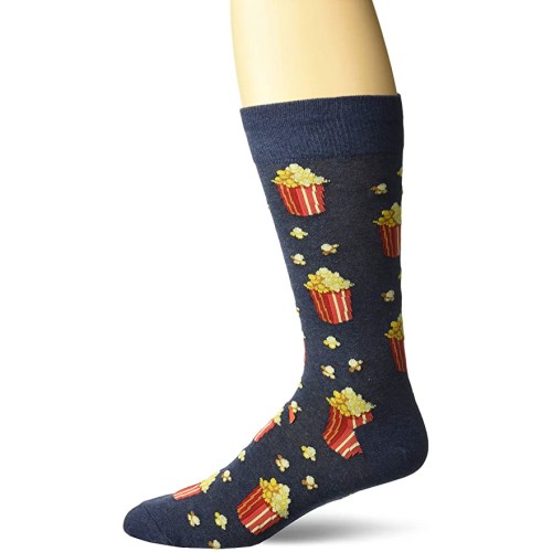 HotSox Mens Popcorn Socks, Denim Heather, 1 Pair, Mens Shoe Size 6-12.5