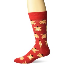 HotSox Mens Sumo Wrestlers Socks, Red, 1 Pair, Mens Shoe Size 6-12.5