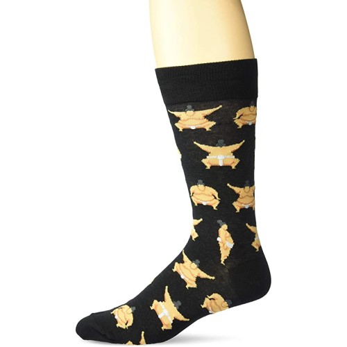 HotSox Mens Sumo Wrestlers Socks, Black, 1 Pair, Mens Shoe Size 6-12.5
