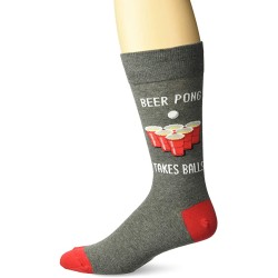 HotSox Mens Beer Pong Socks, Charcoal Heather, 1 Pair, Mens Shoe Size 6-12.5