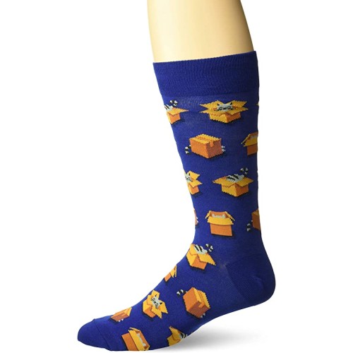 HotSox Mens Cats in Boxes Socks, Dark Blue, 1 Pair, Mens Shoe Size 6-12.5 HotSox Mens Cats in Boxes Socks, Dark Blue, 1 Pair, Mens Shoe Size 6-12.5