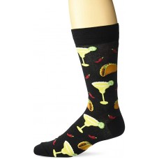 HotSox Mens Margaritas and Tacos Socks, Black, 1 Pair, Mens Shoe Size 6-12.5