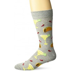 HotSox Mens Margaritas and Tacos Socks, Grey Heather, 1 Pair, Mens Shoe Size 6-12.5