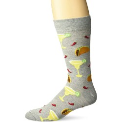 HotSox Mens Margaritas and Tacos Socks, Grey Heather, 1 Pair, Mens Shoe Size 6-12.5