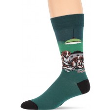 HotSox Mens Poker Game Socks, Green, 1 Pair, Mens Shoe Size 6-12.5