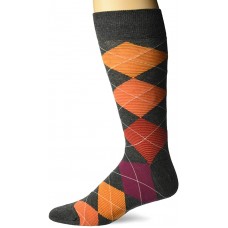 HotSox Mens Feed Stripe Argyle Socks, Charcoal Heather, 1 Pair, Mens Shoe Size 6-12.5