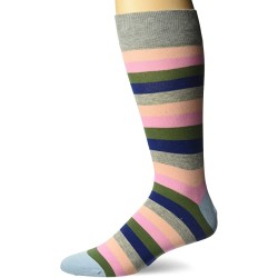 HotSox Mens Large Fun Stripe Socks, Grey Heather, 1 Pair, Mens Shoe Size 6-12.5