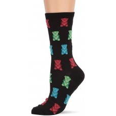 HotSox Womens Gummy Bears Socks, Black, 1 Pair, Womens Shoe Size 4-10