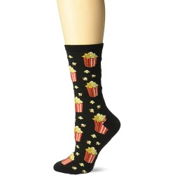 HotSox Womens Popcorn Socks, Black, 1 Pair, Womens Shoe Size 4-10