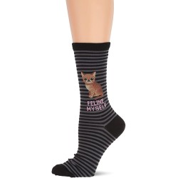 HotSox Womens Feline Myself Socks, Black, 1 Pair, Womens Shoe Size 4-10 HotSox Womens Feline Myself Socks, Black, 1 Pair, Womens Shoe Size 4-10