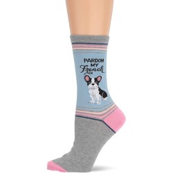 HOTSOX Womens Crew Socks Pardon My French 1 Pair, Grey Heather, Womens 4-10 Shoe