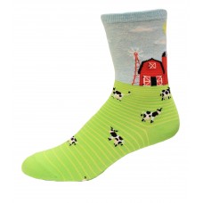 HotSox Womens Farm Scene Socks, Mint Melange, 1 Pair, Womens Shoe Size 4-10