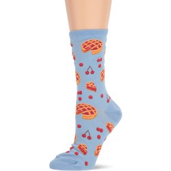 HotSox Cherry Pies Socks, Light Blue, 1 Pair, Women Shoe 4-10