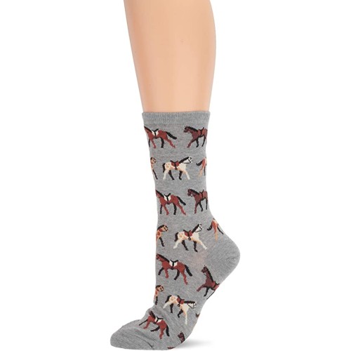 HOTSOX Womens Crew Socks Horses 1 Pair, Grey Heather, Womens 4-10 Shoe HOTSOX Womens Crew Socks Horses 1 Pair, Grey Heather, Womens 4-10 Shoe