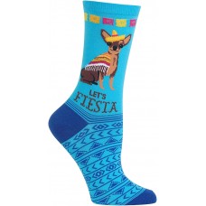 HOTSOX Womens Crew Socks Lets Fiesta 1 Pair, Aqua, Womens 4-10 Shoe