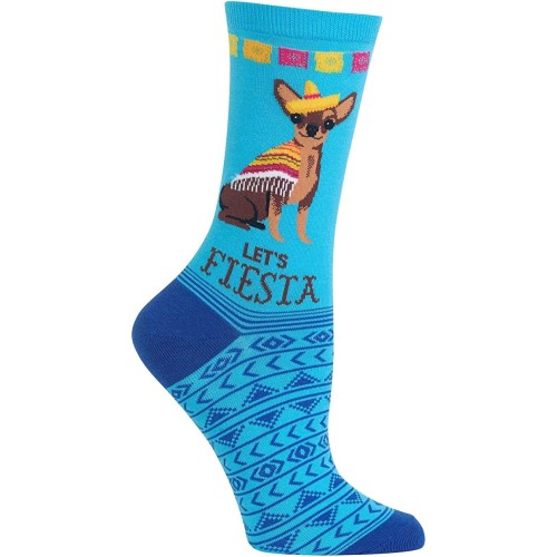 HOTSOX Womens Crew Socks Lets Fiesta 1 Pair, Aqua, Womens 4-10 Shoe HOTSOX Womens Crew Socks Lets Fiesta 1 Pair, Aqua, Womens 4-10 Shoe