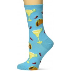 HotSox Womens Margaritas and Tacos Socks, Aqua, 1 Pair, Womens Shoe Size 4-10