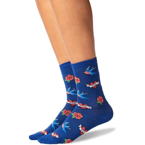 HOTSOX Womens Crew Socks Tattoo 1 Pair, Dark Blue, Womens 4-10 Shoe HOTSOX Womens Crew Socks Tattoo 1 Pair, Dark Blue, Womens 4-10 Shoe