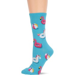 HOTSOX Womens Crew Socks Pool Floats 1 Pair, Aqua, Womens 4-10 Shoe