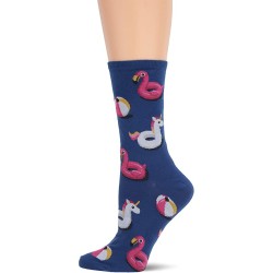 HotSox Womens Pool Floats Socks, Dark Blue, 1 Pair, Womens Shoe Size 4-10
