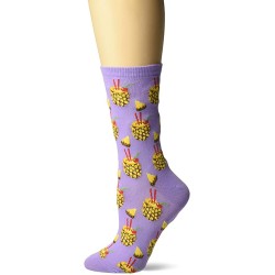 HOTSOX Womens Crew Socks Pineapple Drink 1 Pair, Lavender, Womens 4-10 Shoe