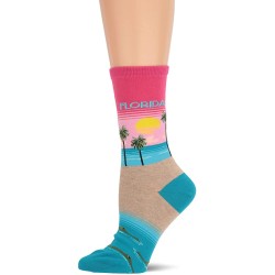 HotSox Womens Florida Socks, Pink, 1 Pair, Womens Shoe Size 4-10