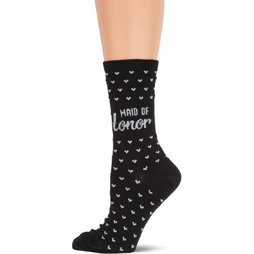 HotSox Womens Maid of Honor Socks, Black, 1 Pair, Womens Shoe Size 4-10