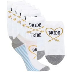 HotSox Womens Bride Bride Tribe Socks, White, 6 Pair, Womens Shoe Size 4-10 HotSox Womens Bride Bride Tribe Socks, White, 6 Pair, Womens Shoe Size 4-10