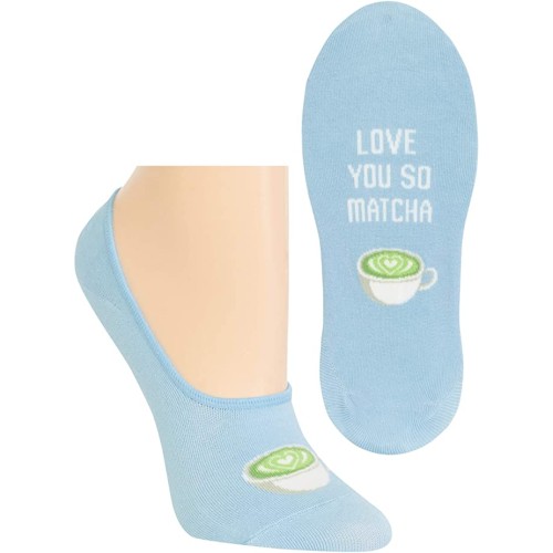 HotSox Womens Love You So Matcha Socks, Light Blue, 1 Pair, Womens Shoe Size 4-10