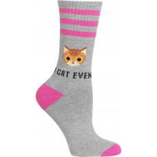 HOTSOX Womens Crew Socks I Cat Even 1 Pair, Grey Heather, Womens 4-10 Shoe