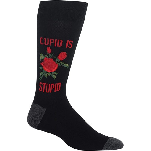 HOTSOX Mens Crew Socks Cupid is Stupid 1 Pair, Black, Mens 8-12 Shoe