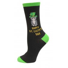 HOTSOX Mens Crew Socks Happy Saint Cattys Day 1 Pair, Black, Mens 8-12 Shoe